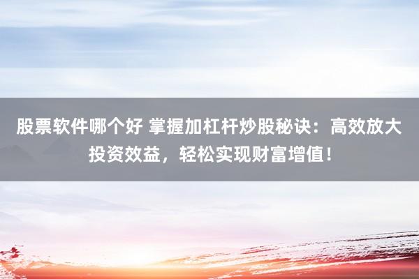 股票软件哪个好 掌握加杠杆炒股秘诀：高效放大投资效益，轻松实现财富增值！