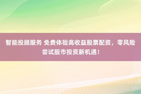 智能投顾服务 免费体验高收益股票配资，零风险尝试股市投资新机遇！